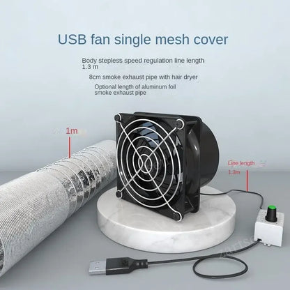USB Adjustable Speed Solder Smoke Absorber ESD Fume Extractor Fan Pipe Duct Exhuast Fan with 1M Pipe Tub Ventilation Fan