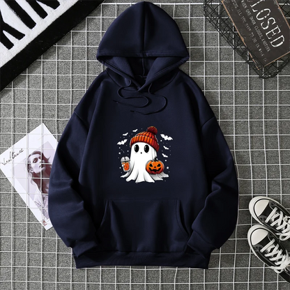 Women's Fashion Tops Casual O-neck Halloween Print Long Sleeve Loose Pullover Shirts, Creative Halloween Theme Printed Hoodie