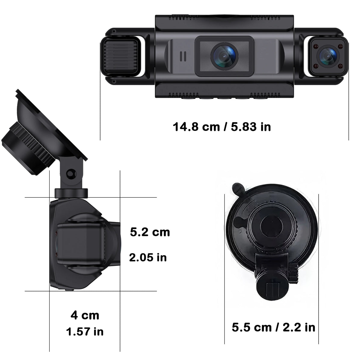 Car Dash Cam 4 Channel Black Box WiFi Driving Camera FHD 1080P Front Left Right Rear Night Vision Loop Recording Add Hardwire