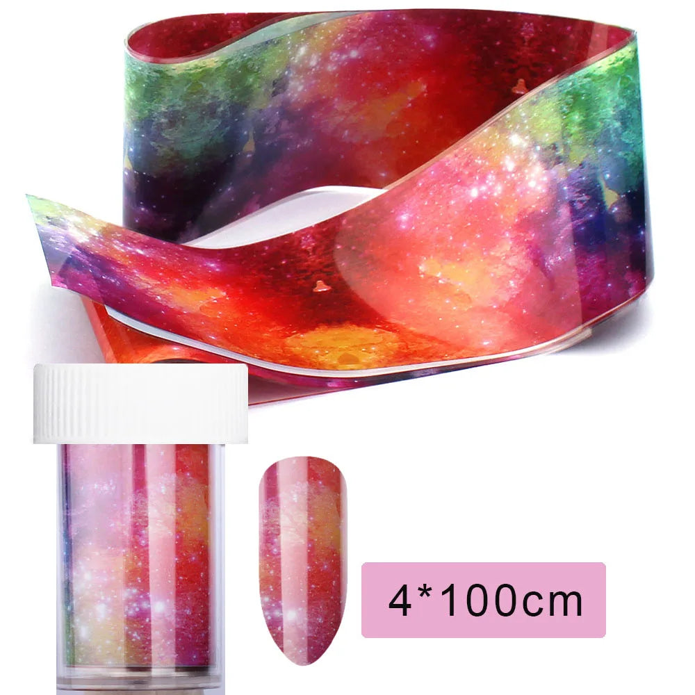 16Pc Holographic Nail Foil Set Starry Transfer 20*4cm Sticker Laser Flowers Leopard Mix Design Decal DIY Nail Art Decoration