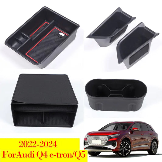 For Audi Q4 E-tron/Q5 2022-2024 Interior Organizer Storage Box Armrest Central Console Tidy Stowing Auto Accessories
