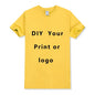 EU size 100% pure cotton custom T-shirt front and back team school uniform store logo text photo for men's personalized high-end