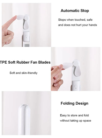 Portable Fan Super Mini Handheld Fan USB Rechargeable Fan Foldable Hand Held Small Pocket Fan with 2000mAh Power Bank 3 Gears