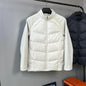 90 white duck down three-proof fabric men's down jacket, stand-up collar knitted patchwork sports outdoor winter coat