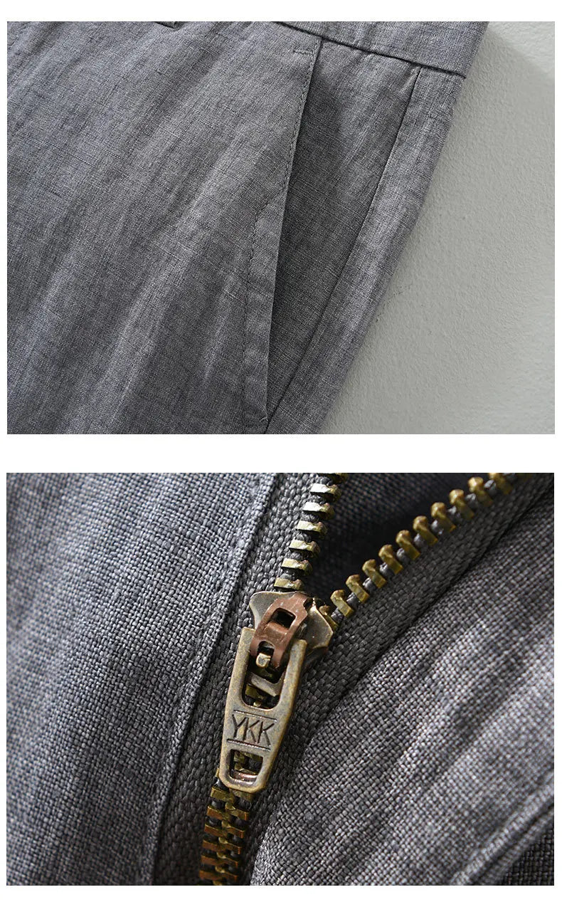 Summer New Pure Linen Casual Slim Pants for Men Clothing Thin Breathable Streetwear Men Trousers EC1335