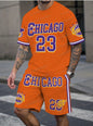 New In Chiago No.23 Print Men's yellow Casual Short Sleeve T-Shirt Shorts Set Adult Basketball Jogging  2 Piece Set men Clothing