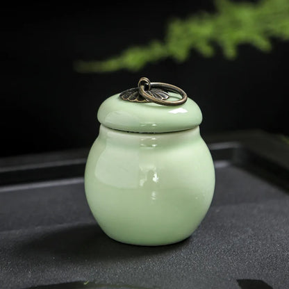 C18 Mini Ceramic Memorial Pet Urn Portable Airtight Container for Dog Cat Ashes Pet Hair Tiny Keepsake Storage Memorials Gifts