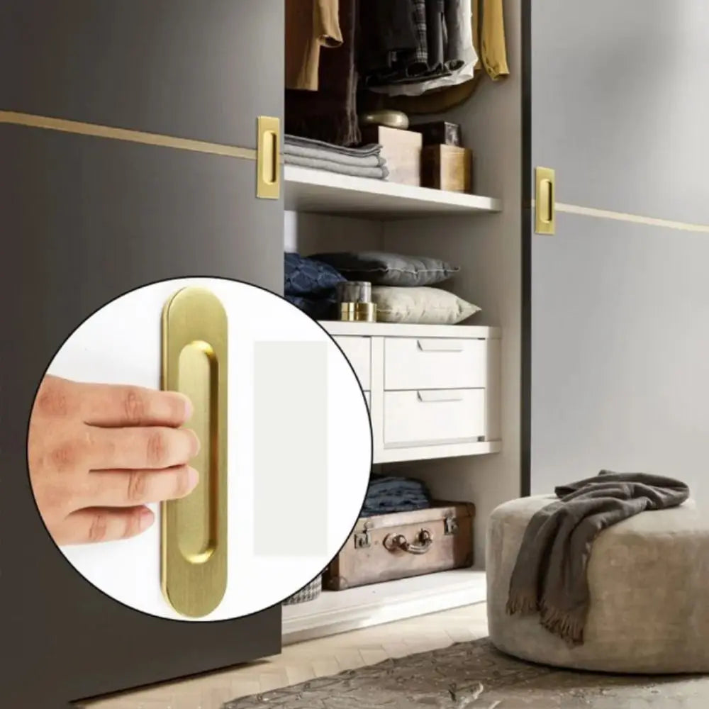 No Drilling Self-adhesive Handle Double-sided Black/Grey/Gold Sliding Door Handle Aluminum Alloy Glass Door Knob Window
