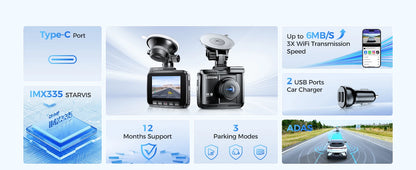 AZDOME Dash Cam GS63H 4K Built-In GPS Wi-Fi Dash Car Camera with Starvis 2.4" Screen WDR Night Vision Car DVR Parking Monito