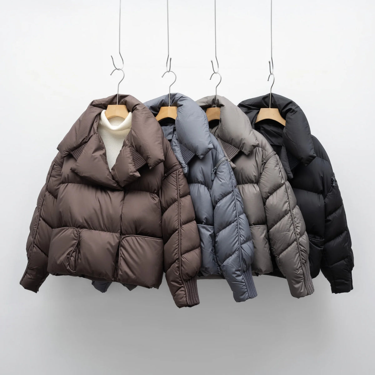 Overcoat New Fashion Women Down Jacket Winter White Duck Down High Quality Knitted Patchwork Lapel Women Down Jacket