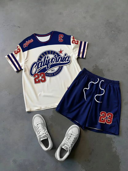 The 2025 summer new men's set features street casual hip-hop fashion comfort and softness with 3D digital pattern printing