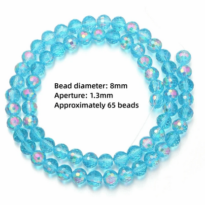 6/8/10mm Sizes Faceted Glass Beads 96-faceted Pink Blue Crystal Earth Beads Faceted Cut Style Plating Clear Jewelry Making Beads