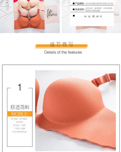 Extreme Push-Up Bra 8cm Thick Pads for Small Bust, Wireless Double Cup Lift, Soft Comfort Fabric, Adjustable Deep V Bras