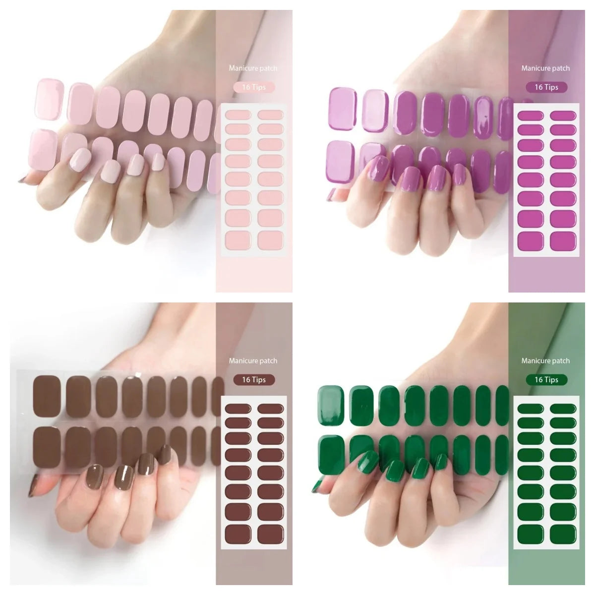 16/22 Tips Semi Cured Gel Nail Stickers for UV Lamp Designer Adhesive Nail Gel Wraps DIY Long-lasting  Nail Decoration