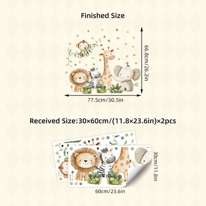 Cute Forest Animals Wall Stickers for Kids Rooms Children Boys Girls Baby Room Decoration Nursery Wallpaper Vinyl Elephant Lion