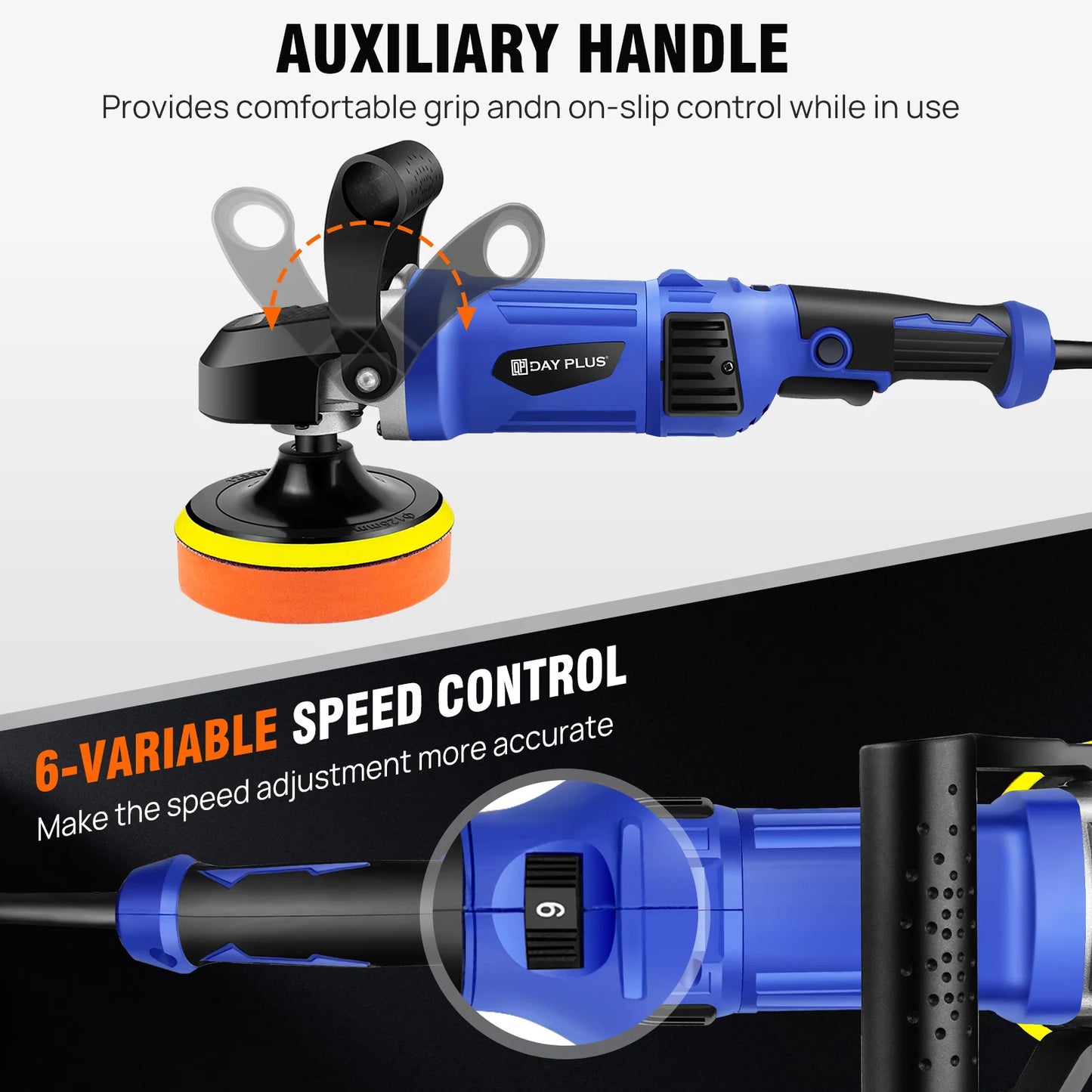 6000W Car Polishers and Buffers, Electric Car Polisher Machine with 6 Variable Speed 150-180mm Buffer Polishing Waxing Machine