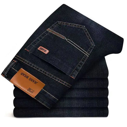 2025 New Business Men's Jeans Casual Comfortable Straight Stretch Fashion male Classic Premium Blue Black Denim trousers