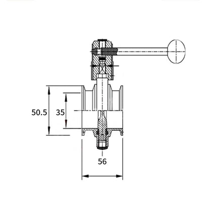 1-1/2" 38mm SS304 Stainless Steel Sanitary 1.5" Tri Clamp Butterfly Valve Homebrew Beer Dairy Product