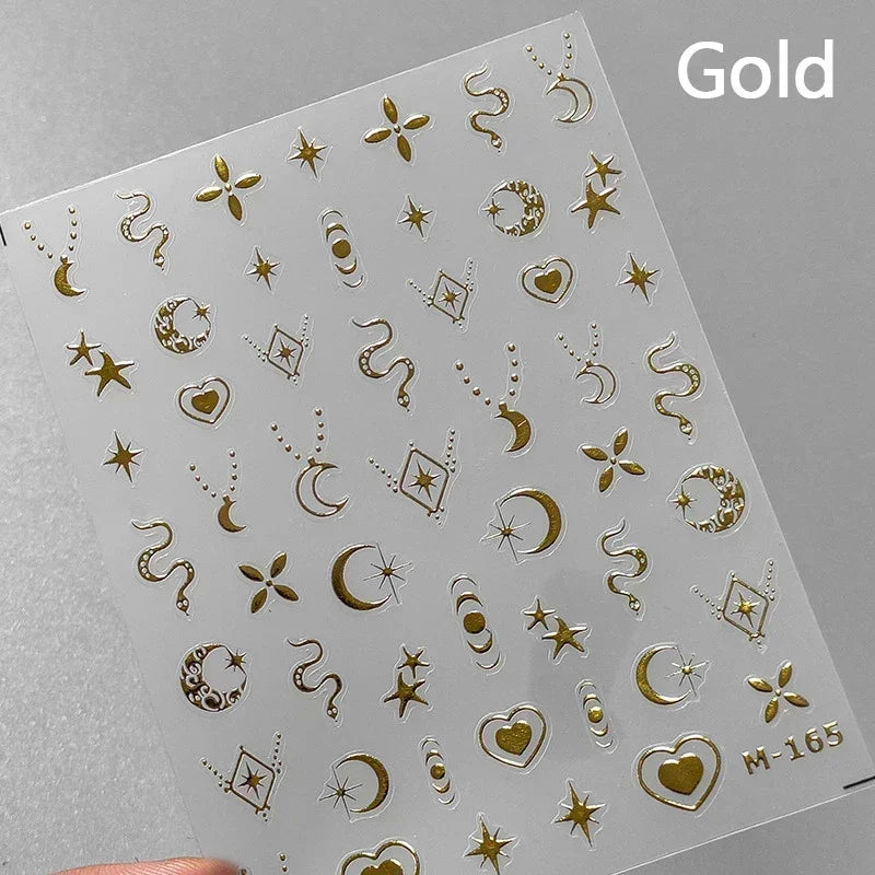 1 piece  5D silver nail stickers metal mini star nail art stickers high quality exquisite decals self-adhesive nail art stickers