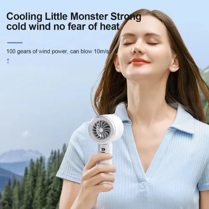 Lenovo Portable Handheld Turbo Fan 100-Speed Adjustable High Speed Cooling Fan USB Rechargeable Quiet Personal Fan for Travel