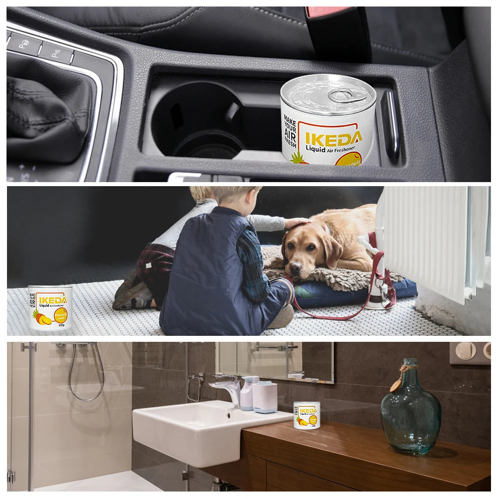 IKEDA 120g Pineapple Air Freshener Liquid, Long Lasting Car Fragrance, Home Office Deodorizer, Eliminates Cigarette Pet Kitchen