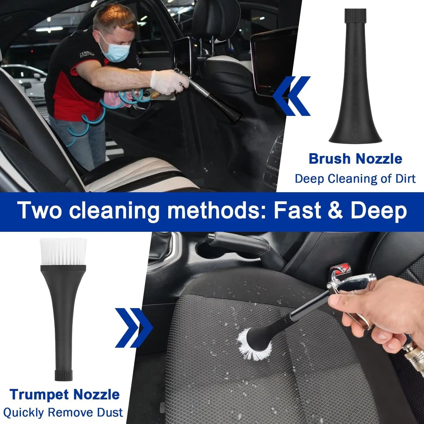Car Cleaning Gun, High Pressure Air Blow Gun, High-Pressure 1/4 Inch Dry Blow Cleaning Tool, Uncharged Interior Spraying Washer