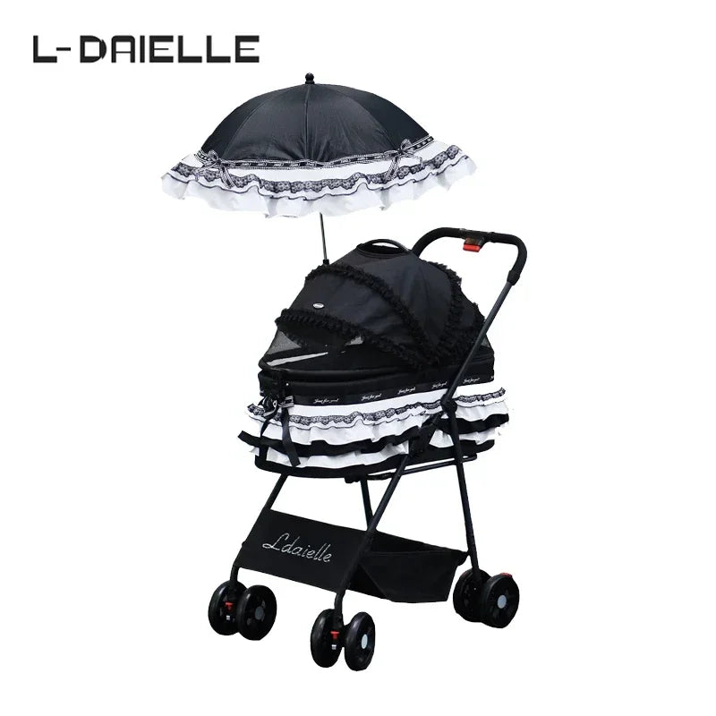 LDAIELLE High-end  Pet cart Small and light foldable Yorkshire outdoor travel