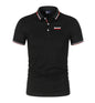 Men'S Casual Short Sleeve Polo Shirt DAF Logo Print Striped Color Block Sporty Style Collared Golf Shirt For Summer