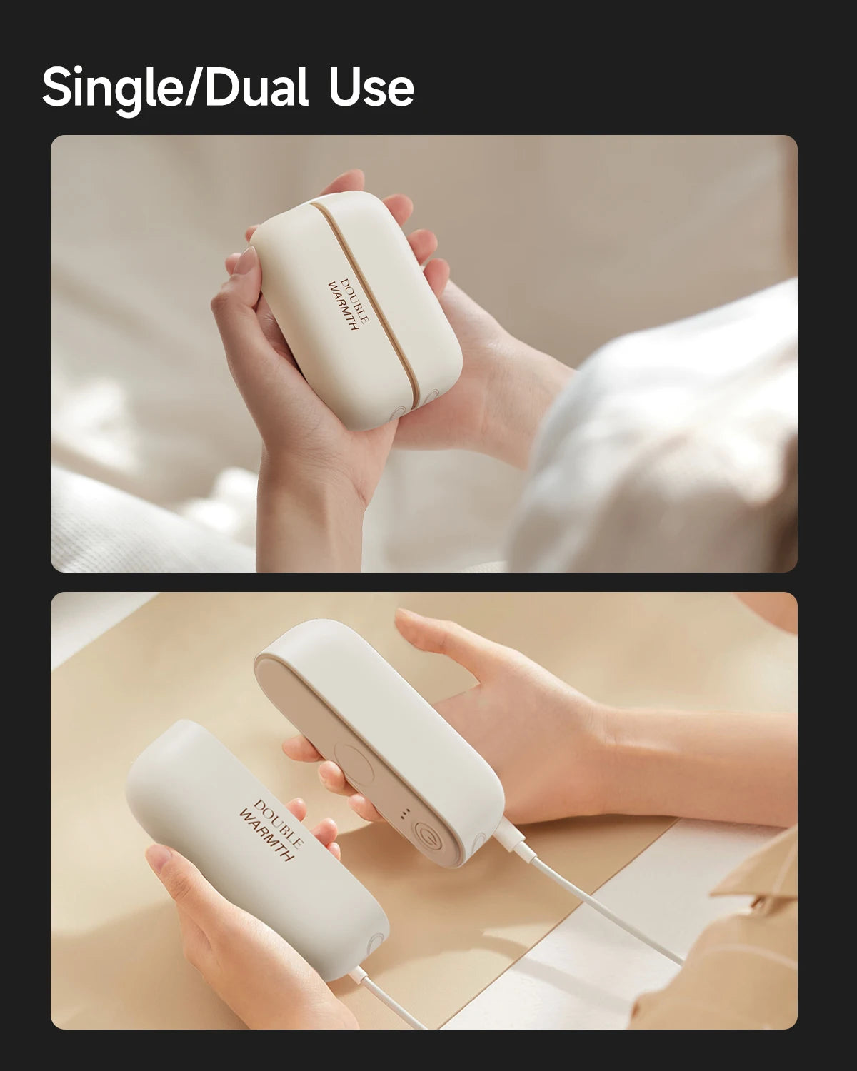 2-in-1 Magnetic Rechargeable Hand Warmers Electric Portable Handwarmers Long Lasting Safe Heating Warmer Pocket Heater