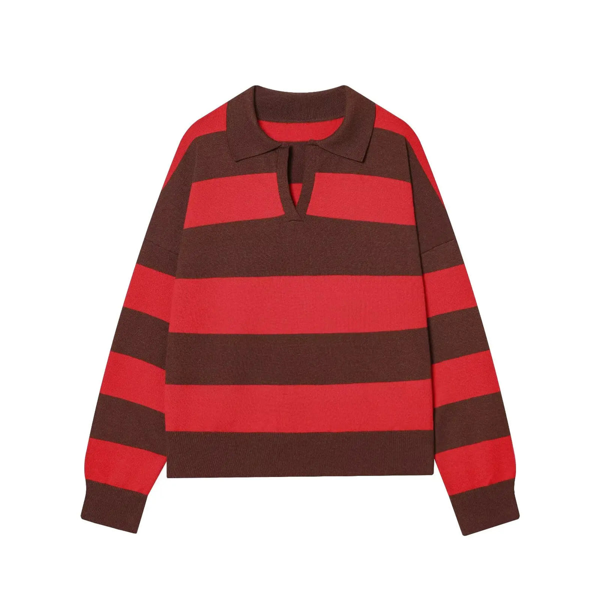 Sweater knitted Pullover Women's Spring 2026 New Fashion Striped Loose Polo neck Warm Women Sweater Chic Youth Holiday Pullover