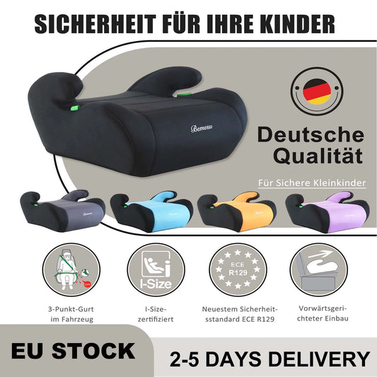 Child Car Safety Booster Seat, Compliant with I-Size Un Ece R129/03 Standard, Three-Point Safety Harness, Portable Child Safety Seat, Suitable for Ages 6-10 (Height 125- 150cm cm)