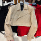 YOLOAgain Wide Shoulder Real Leather Jacket Women Oversized Genuine Leather Cropped Jacket