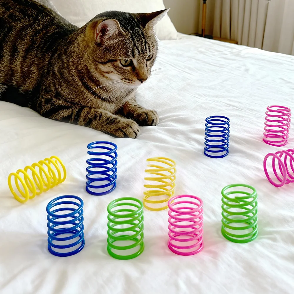 20/40/60pcs Interactive Cat Toys Set, Durable Plastic Spring Coils for Cats And Puppies,Fun Accessory for Pet Play And Exercise