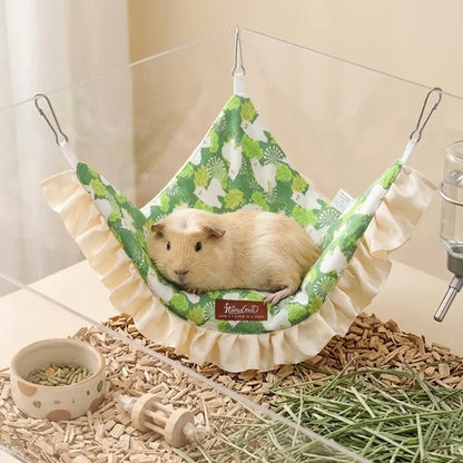 1 PC Triangle Small Pet Hammock Guinea Pig Bed Hanging Corner Hideout for Pet Hamster Bird Squirrel Breathable Lace Nest Supply