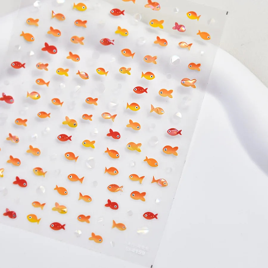 Ocean Shell Starfish Shell Conch Whale Dolphin Seahorse Coconut Tree Water Bubbles Self Adhesive Nail Art Sticker Manicure Decal