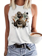 Hip Hop Vest T-shirt Dramatic Wine Art Tshirt Graphic Print Tank Top Women’s Sleeveless Crew Neck