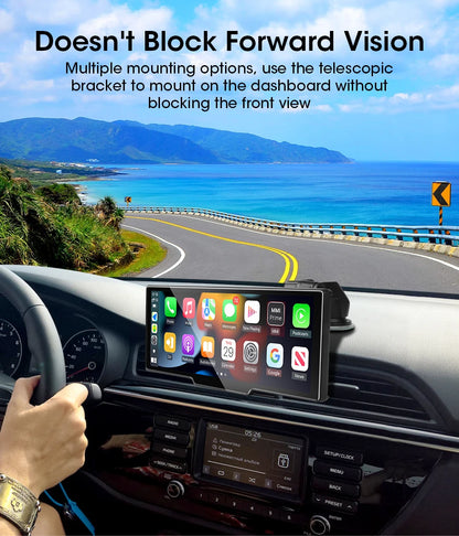 7/10.26" Wireless Carplay Screen for Car,5G Wifi Dash Cam 4K Car DVR,Android Auto Dual Lens GPS Navigation Video Recorder,FM AUX