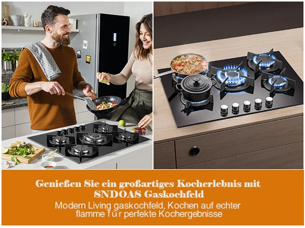 5 Burners 70 cm Glass with Automatic Flame Protection, Natural Gas Propane Gas, Built-in Gas Hob