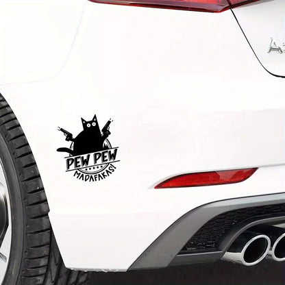 "Pew Pew Madafakas" Cat with Guns Vinyl Sticker Waterproof Decal for Laptop Water Bottle Phone Car Van Tent Wall Decor