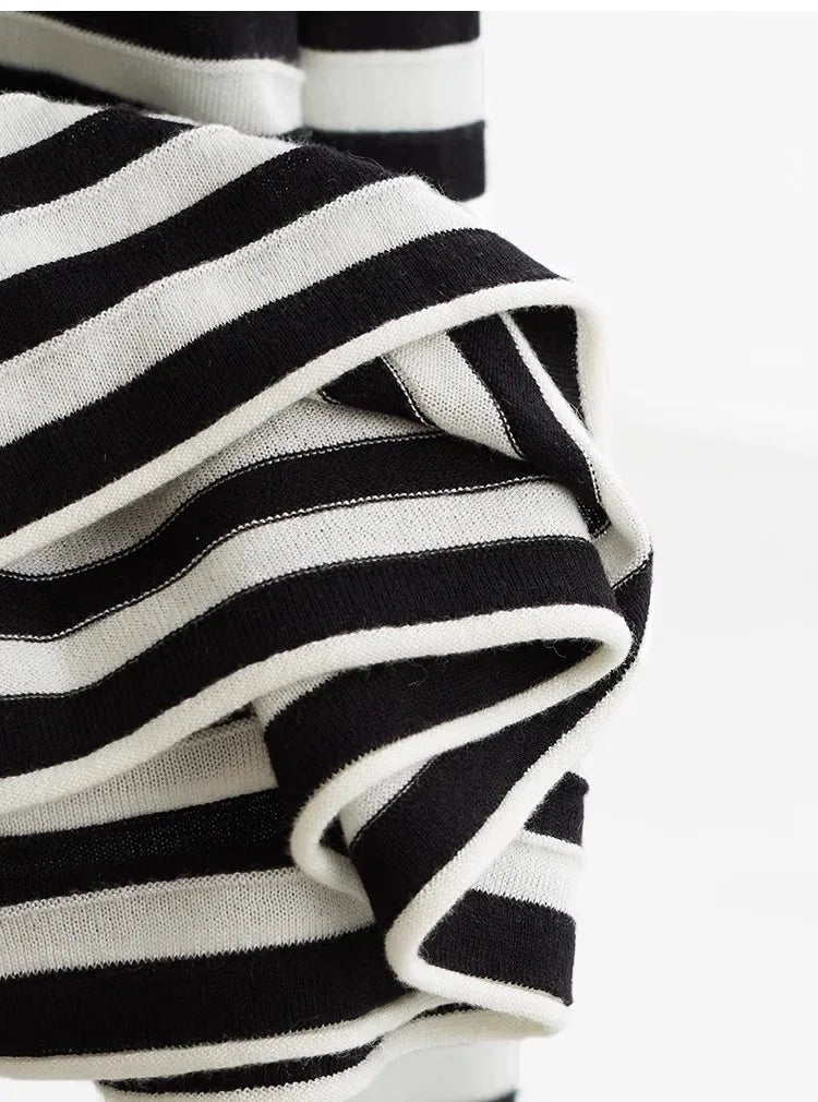 Classic Striped Long Sleeve T-Shirt Casual Versatile Knitted Pullover Top for Women 2026 Spring New Style