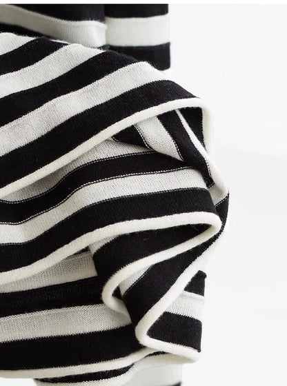 Classic Striped Long Sleeve T-Shirt Casual Versatile Knitted Pullover Top for Women 2026 Spring New Style