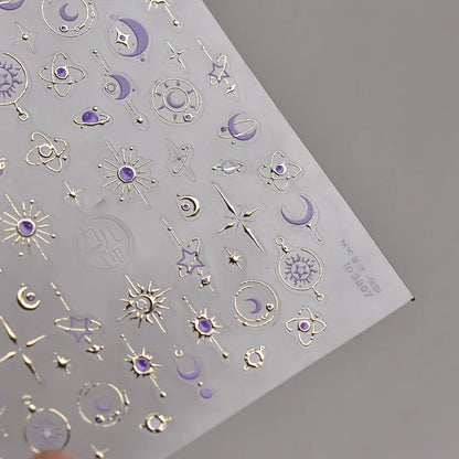 Gold Silver Metal Nail Stickers Dark Retro High-end Cross Nail Art Accessories Sticker Back Blue Nails 3D Decorations Decals DIY