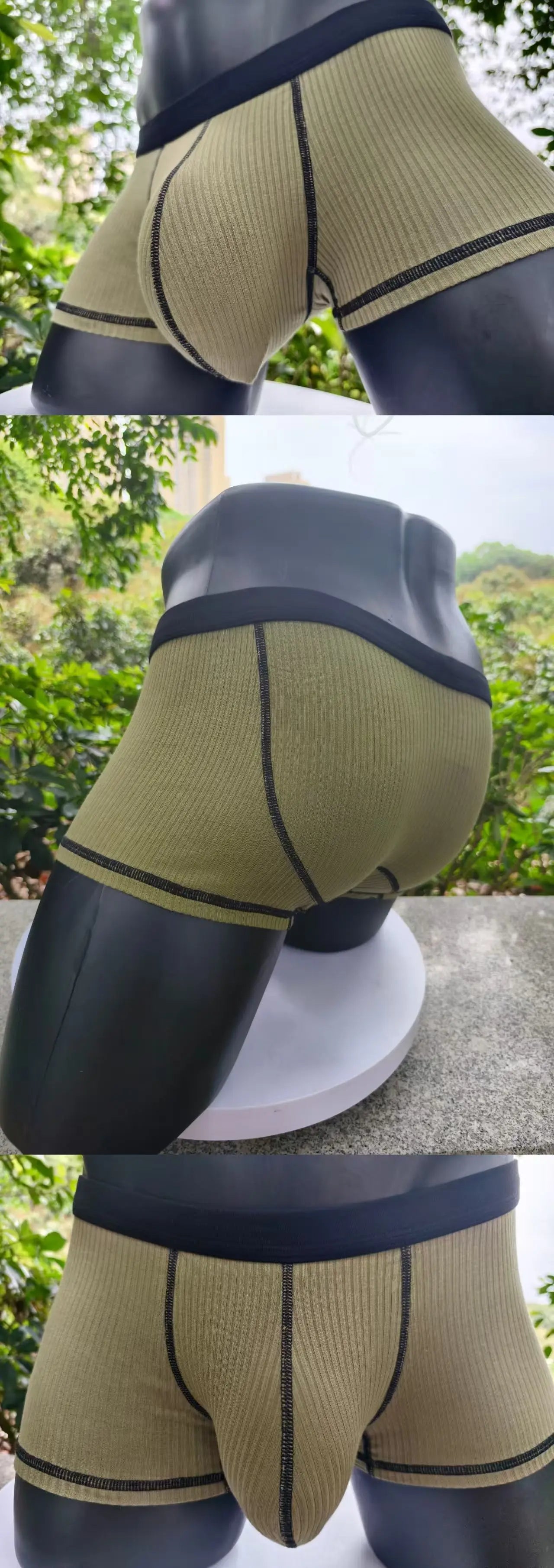 Large-bag personalized design men's underwear, sweat-absorbing, thin, breathable, U-convex four-corner men's underwear