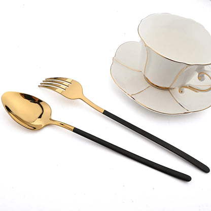 24pcs Christmas Dinnerware Set Stainless Steel Cutlery Set Gold Western Tableware Fork Knife Spoon Flatware Set Silverware Set