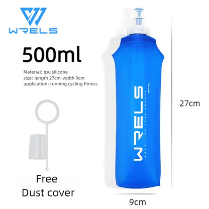 WRELS Outdoor Collapsible Silicone Bite Size Water Bottle Running Camping Hiking Travel Convenient Water Bottle 150ml 500ml 250m