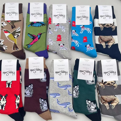 Happy Socks Men's Mid-tube Socks Four Seasons Pure Cotton Classic Socks SIZE 41-46