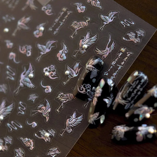 1pcs 5D Exquisite Colorful Bird Nail Art Stickers Relief Butterfly Flower Dragon Nail Decoration Decals DIY Manicure Accessories