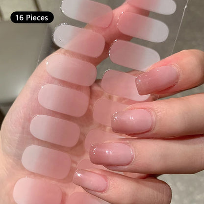 14/16Tips Full Cover Gradient Nail Stickers Multi Color Self Adhesive Slider No Need UV Lamp Cured Press ON Nail Decal
