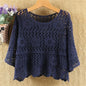 Women's Summer Short Jacket 2025 New Pullover Round Neck Knit Female Sweater Top Loose Fashion Hollowing Out Ladies Lace Tops