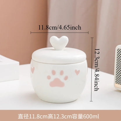 1pc Ceramic Pet Urn, Funeral Cremation Urn for Cats and Dogs, Pet Hair Covered Commemorative Jar,Household Pet Funeral Supplies